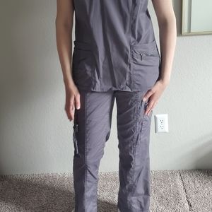 Grey Blaire 9 Pocket Utility Scrub Pants